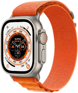 Apple Watch Ultra GPS + Cellular, Caixa de titânio de 49 mm com pulseira Loop Alpina laranja