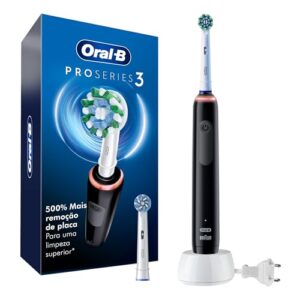 Oral-B PRO Series 3 Escova de dentes elétrica com cabo recarregável, sensor de pressão, timer, 3 modos de escovação e 2 cabeças.​