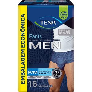 Tena Pants Men, Cueca Descartável para Incontinência Urinária, Azul Marinho, P/M - 16 unidades