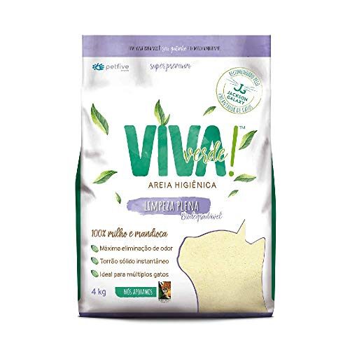 Areia Higiênica Biodegradável para Gatos Petfive / Viva Verde Limpeza Plena 4kg